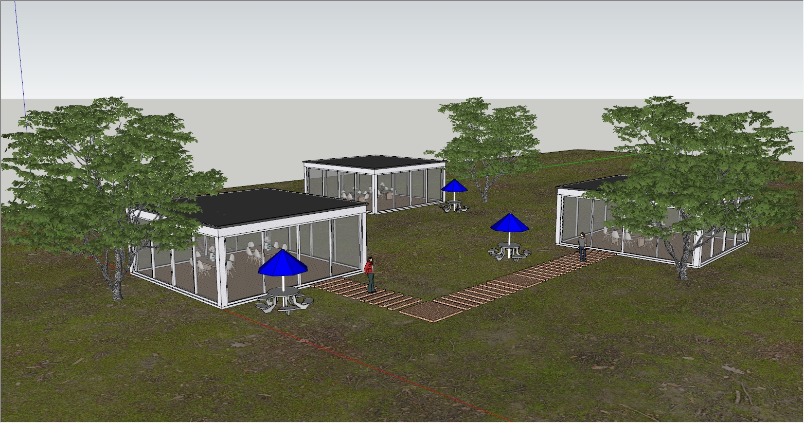 现代中式阳光房茶室设计SU效果图