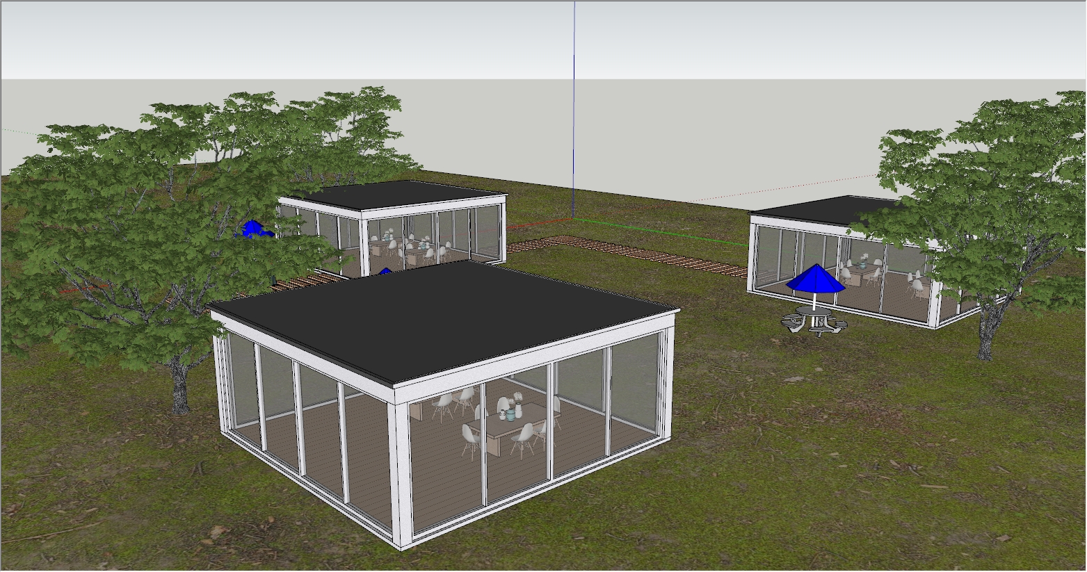 现代中式阳光房茶室设计SU效果图