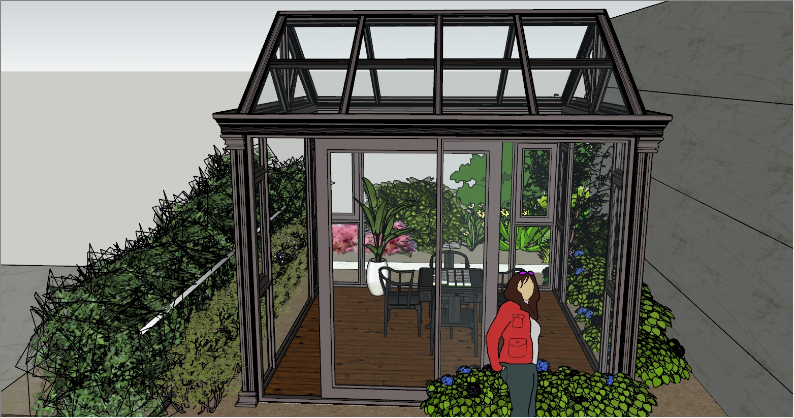 庭院里的麻将房SU设计图