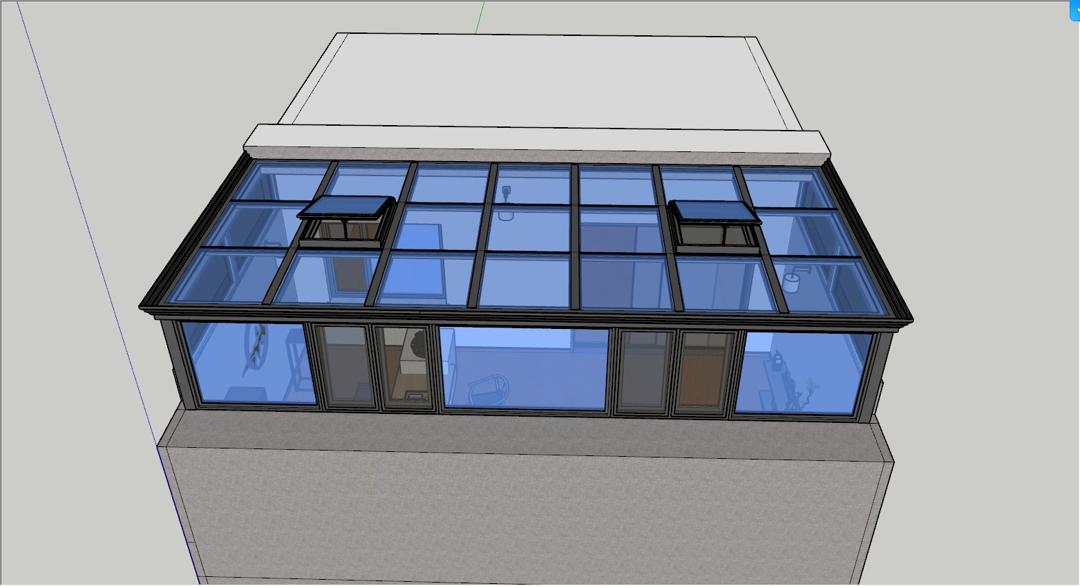 带天窗的全玻璃阳光房设计图1