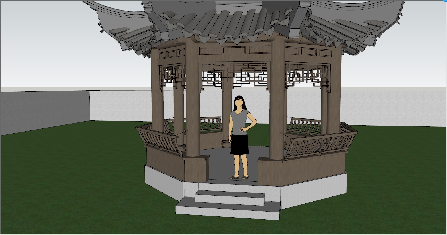 中式双层六角凉亭的设计