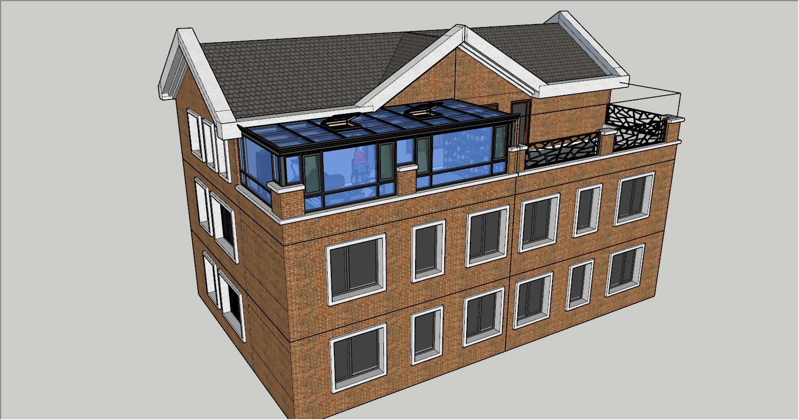 高端别墅三楼露台27平方阳光房设计效果图