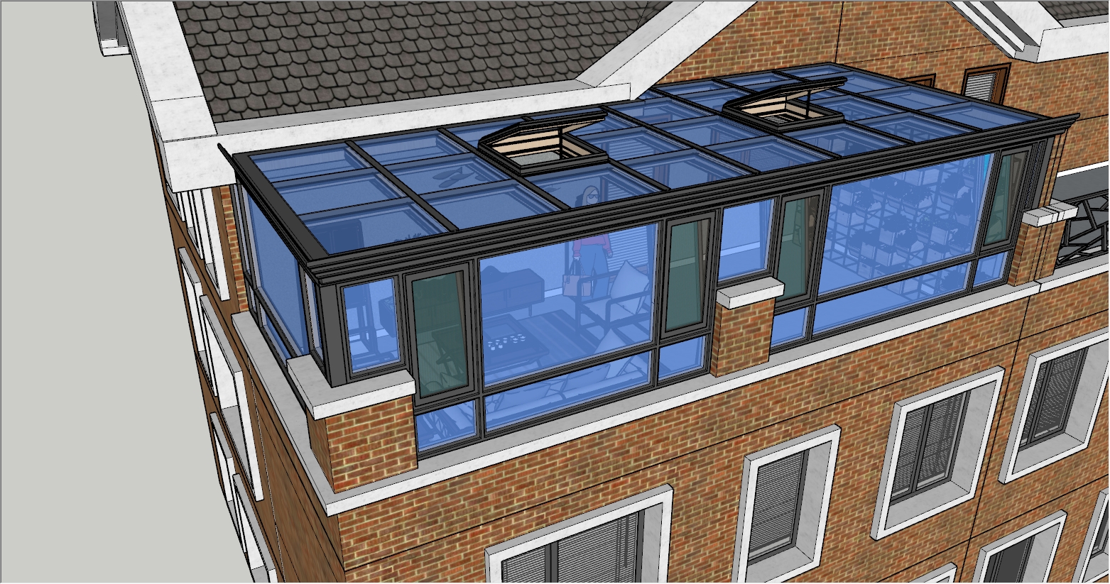 高端别墅三楼露台27平方阳光房设计效果图