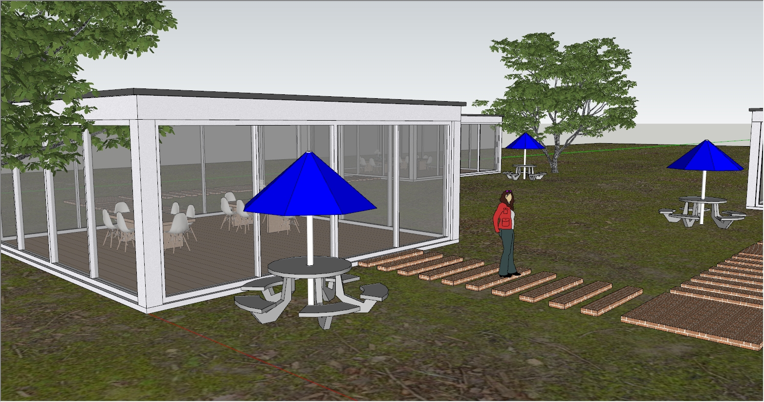 现代中式阳光房茶室设计SU效果图