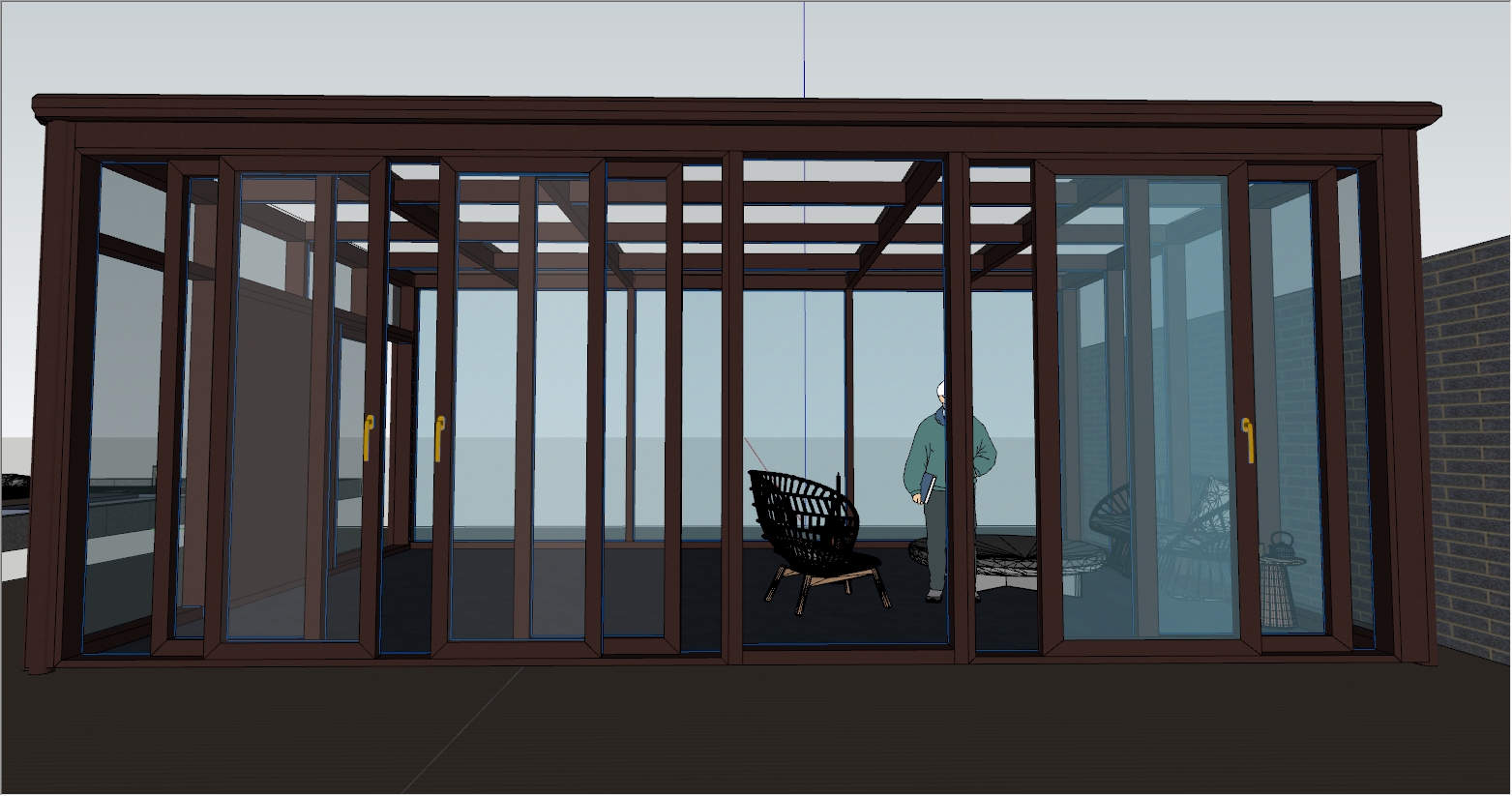 现代简约融合欧式元素风格的阳光房设计效果图