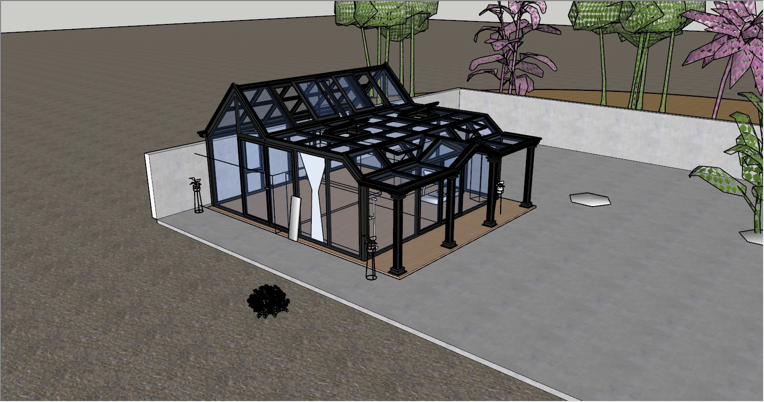 为了健身而设计的现代简约阳光房设计SU效果图