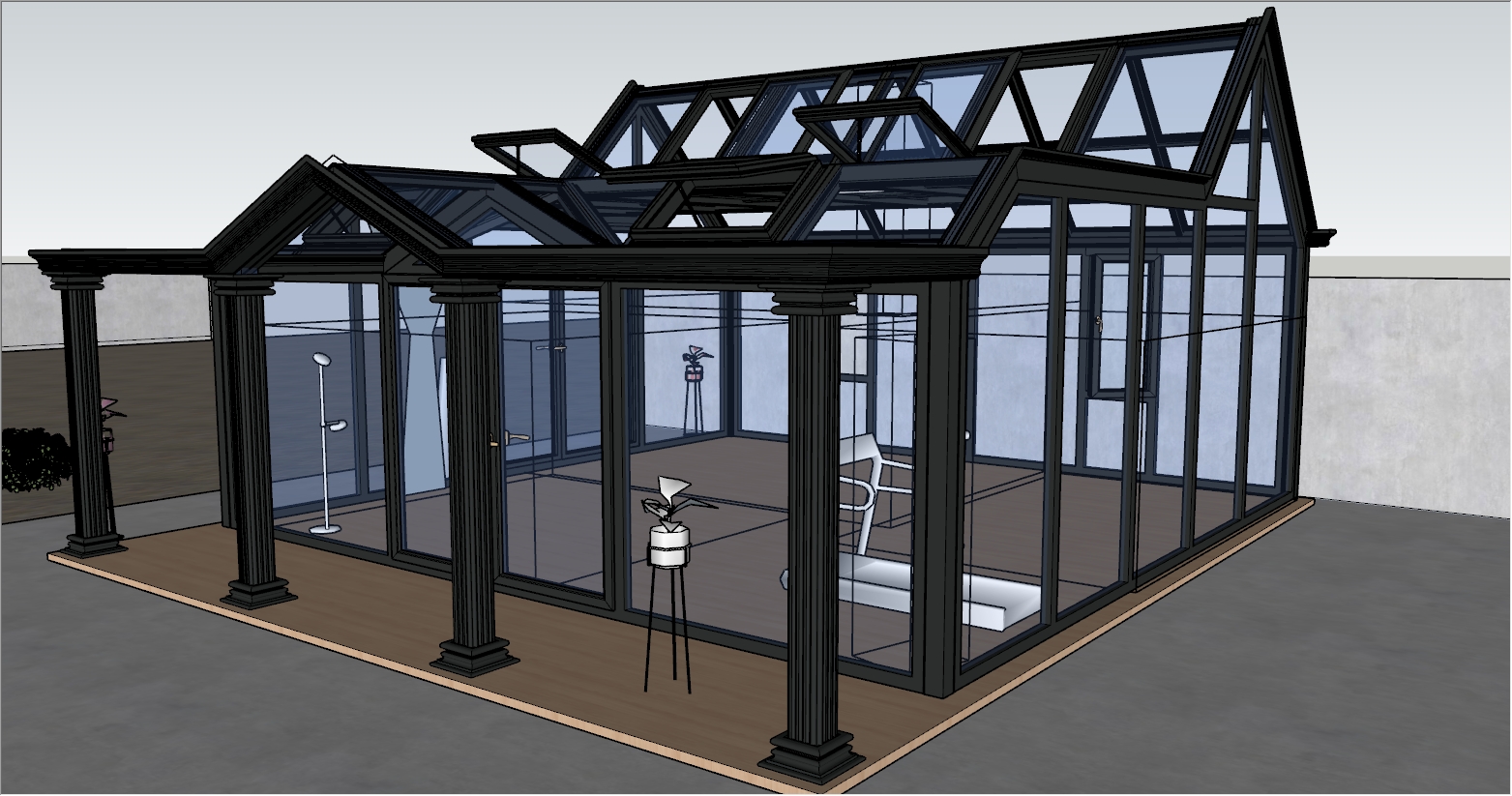 为了健身而设计的现代简约阳光房设计SU效果图