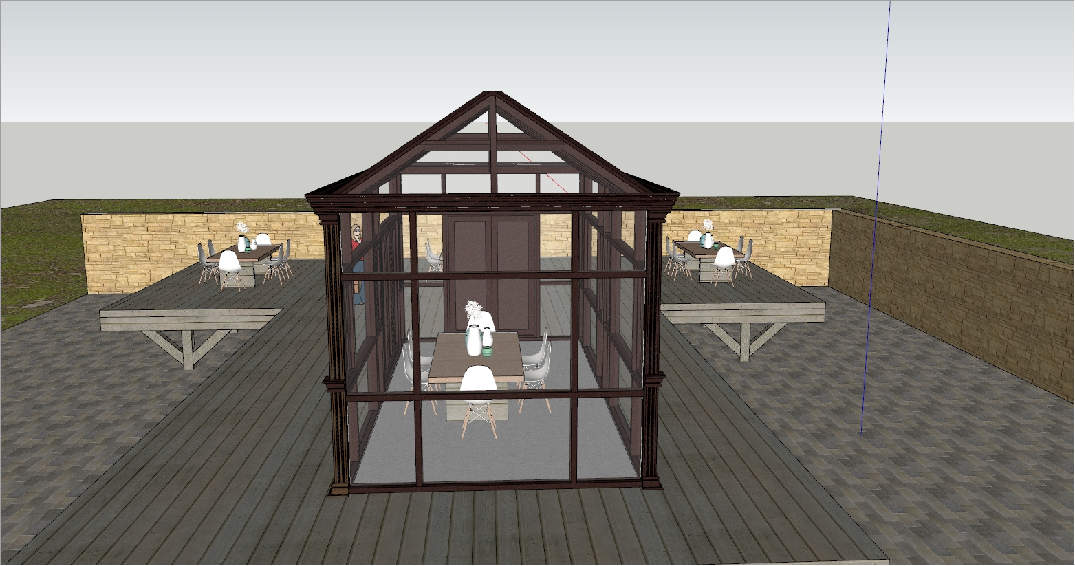 现代欧式简约风格庭院阳光房设计SU效果图
