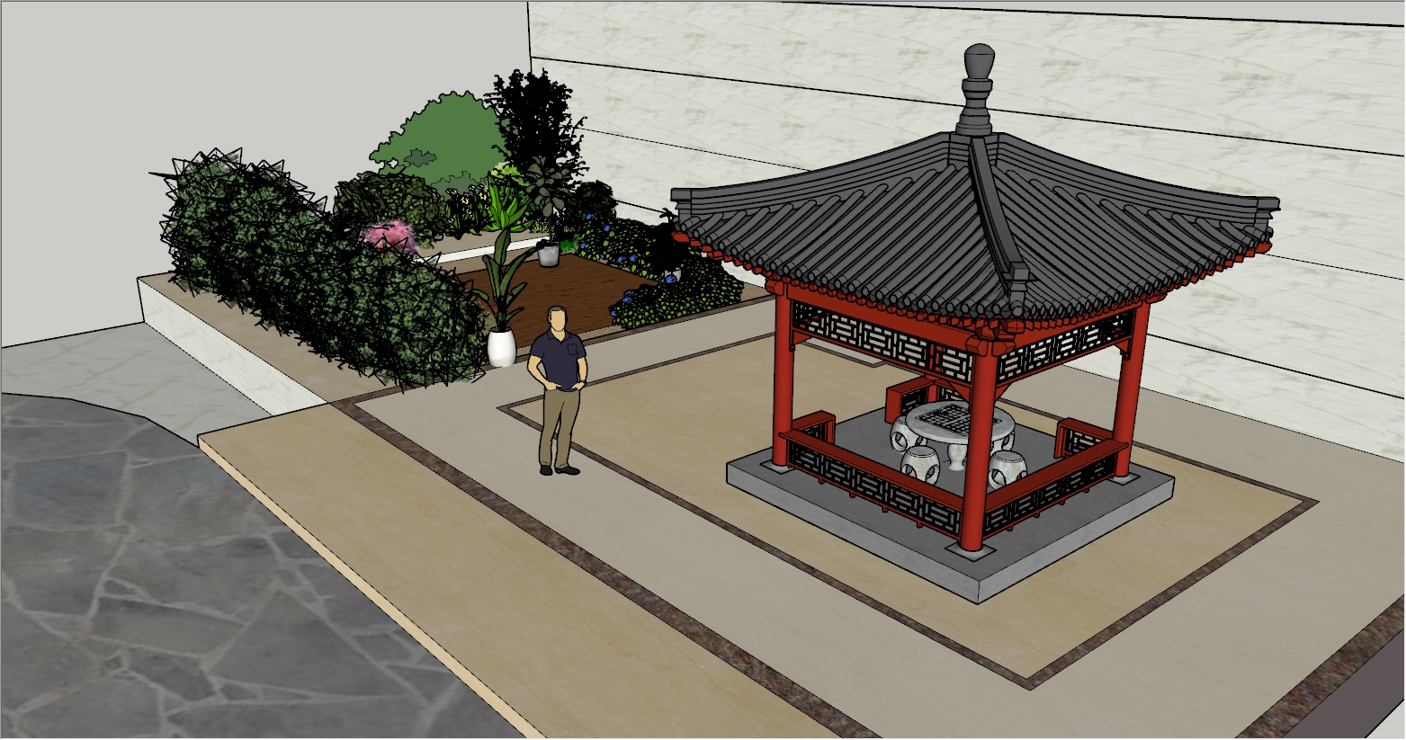 铝艺古建凉亭设计效果图