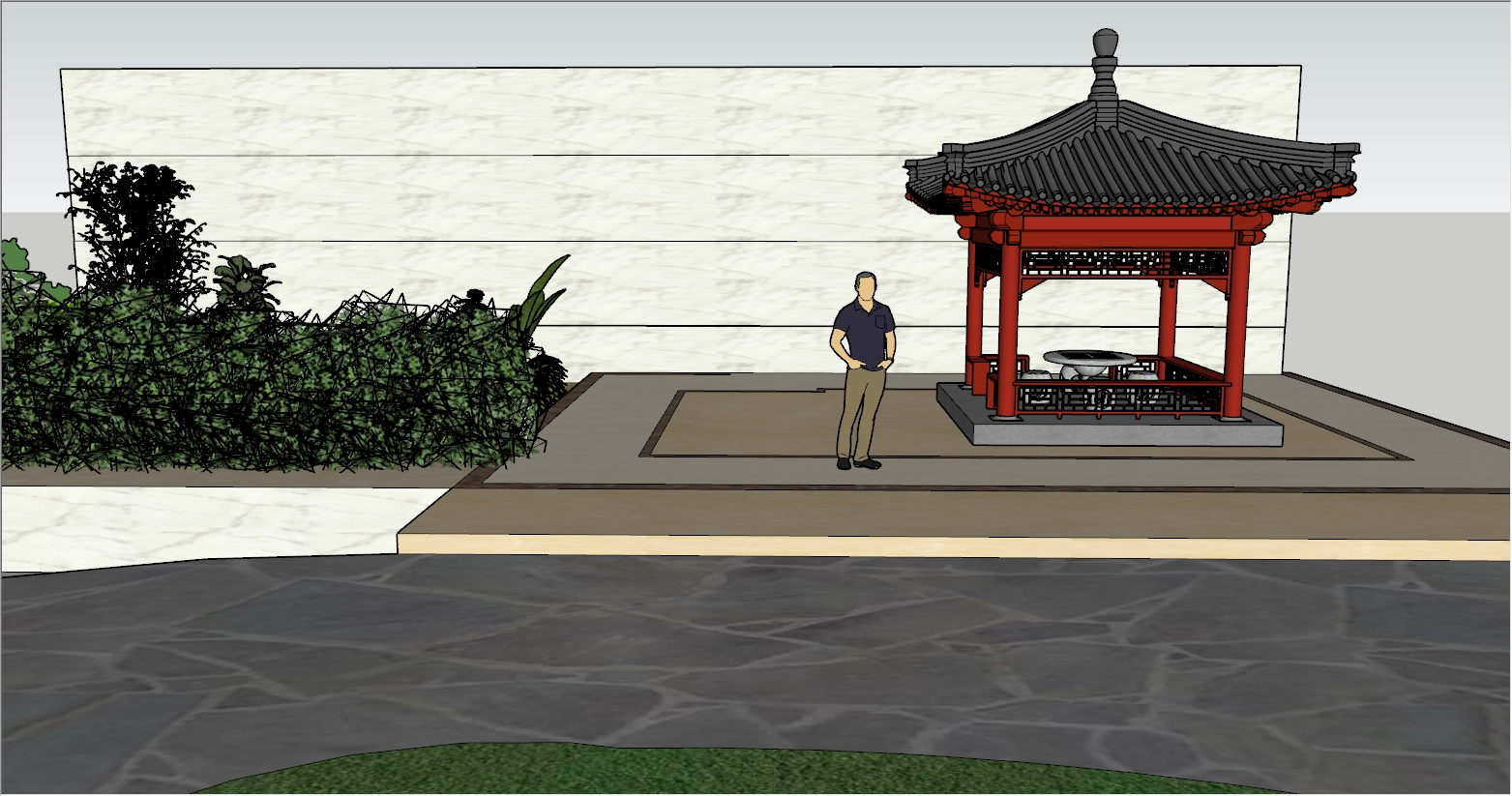 铝艺古建凉亭设计效果图