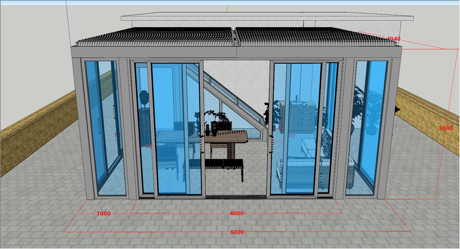 屋顶楼梯间阳光房SU设计效果图