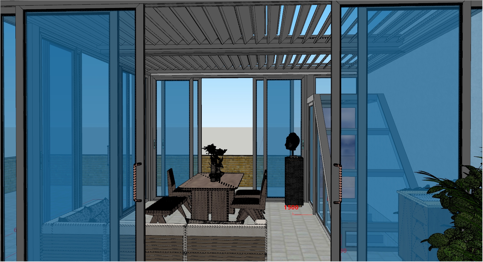 屋顶楼梯间阳光房SU设计效果图