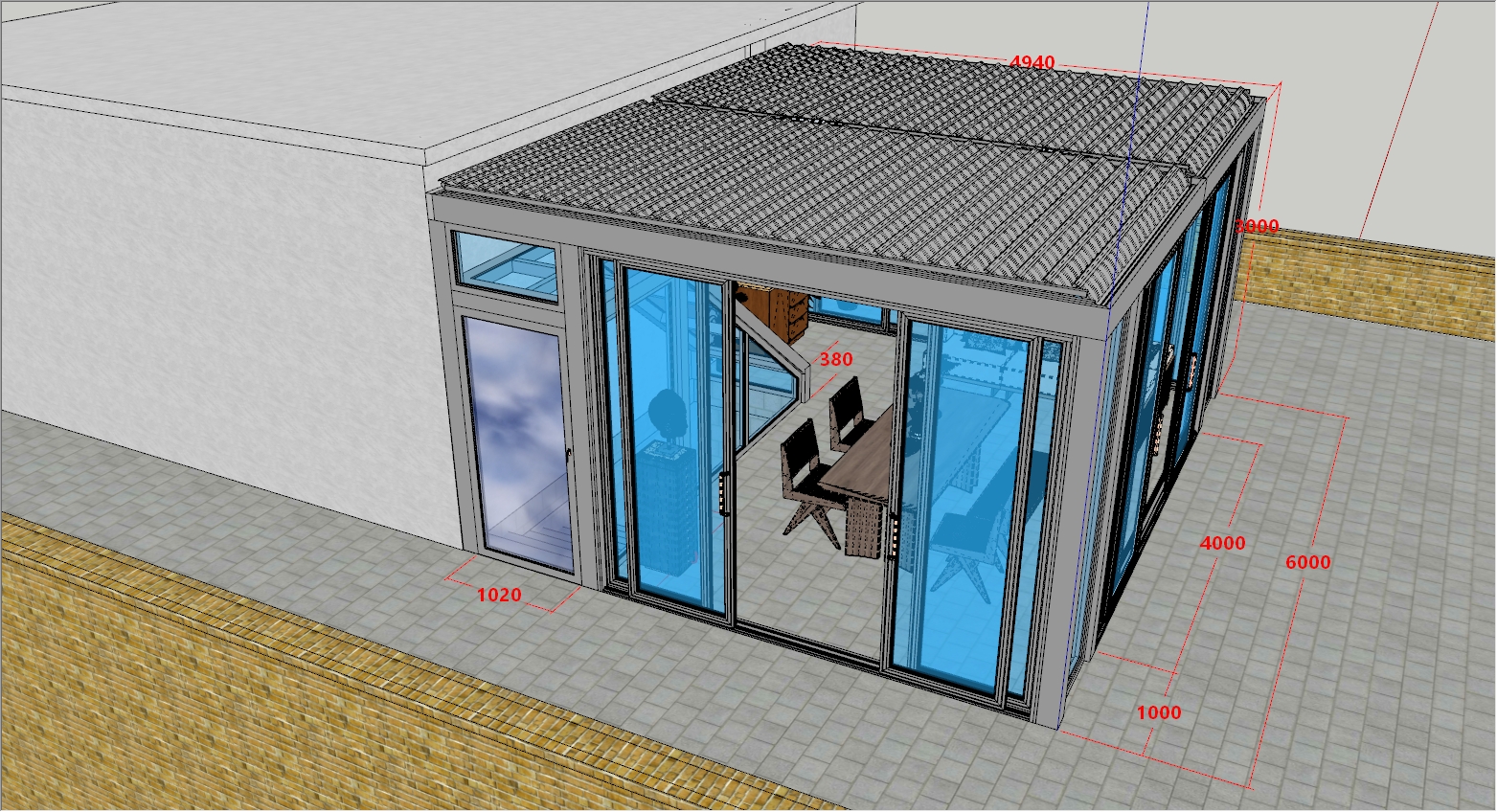 屋顶楼梯间阳光房SU设计效果图