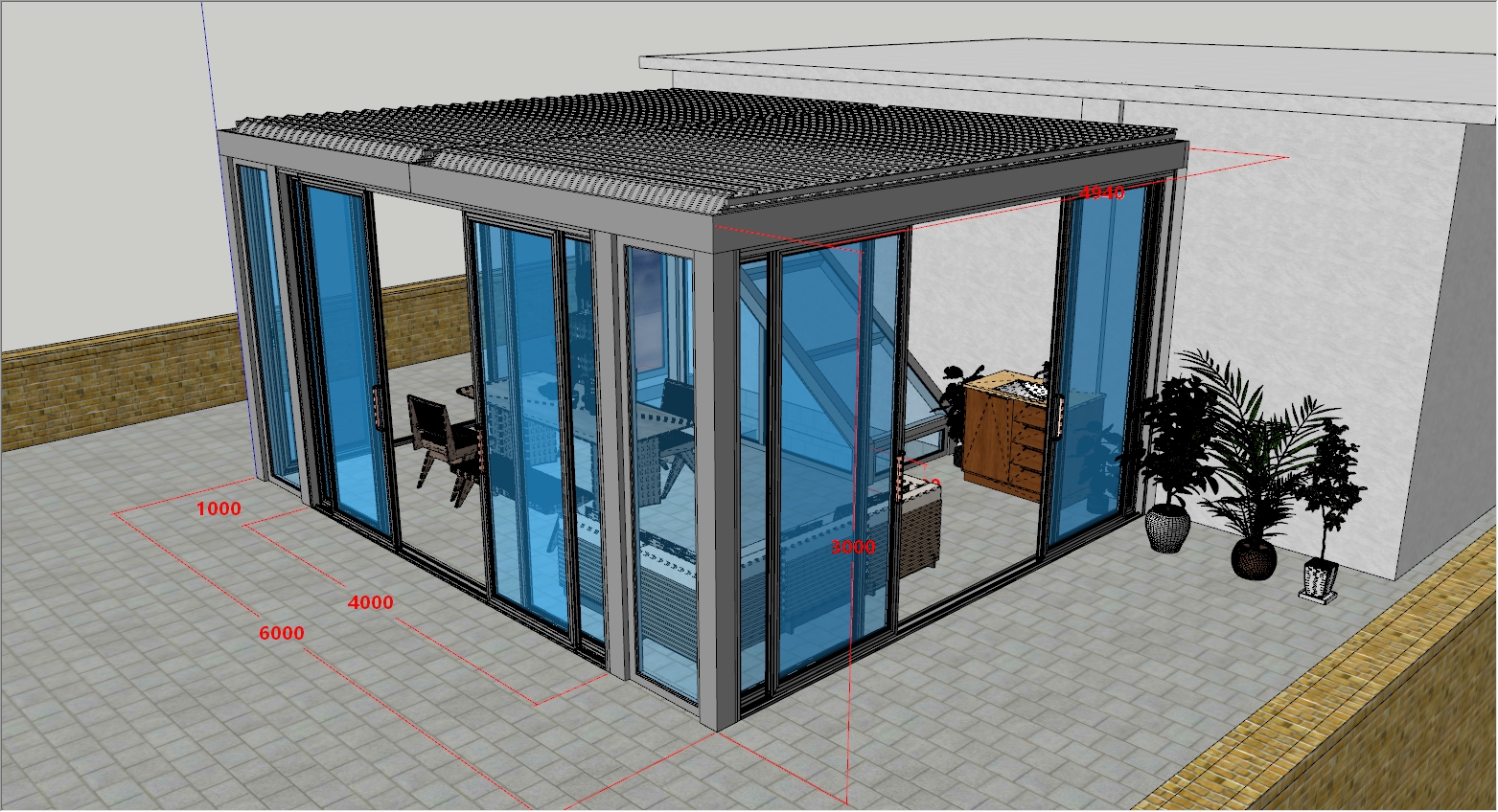 屋顶楼梯间阳光房SU设计效果图