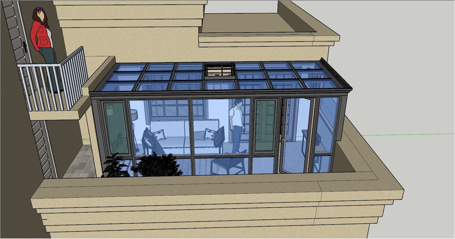 14.25平方的小型别墅露台阳光房设计效果图