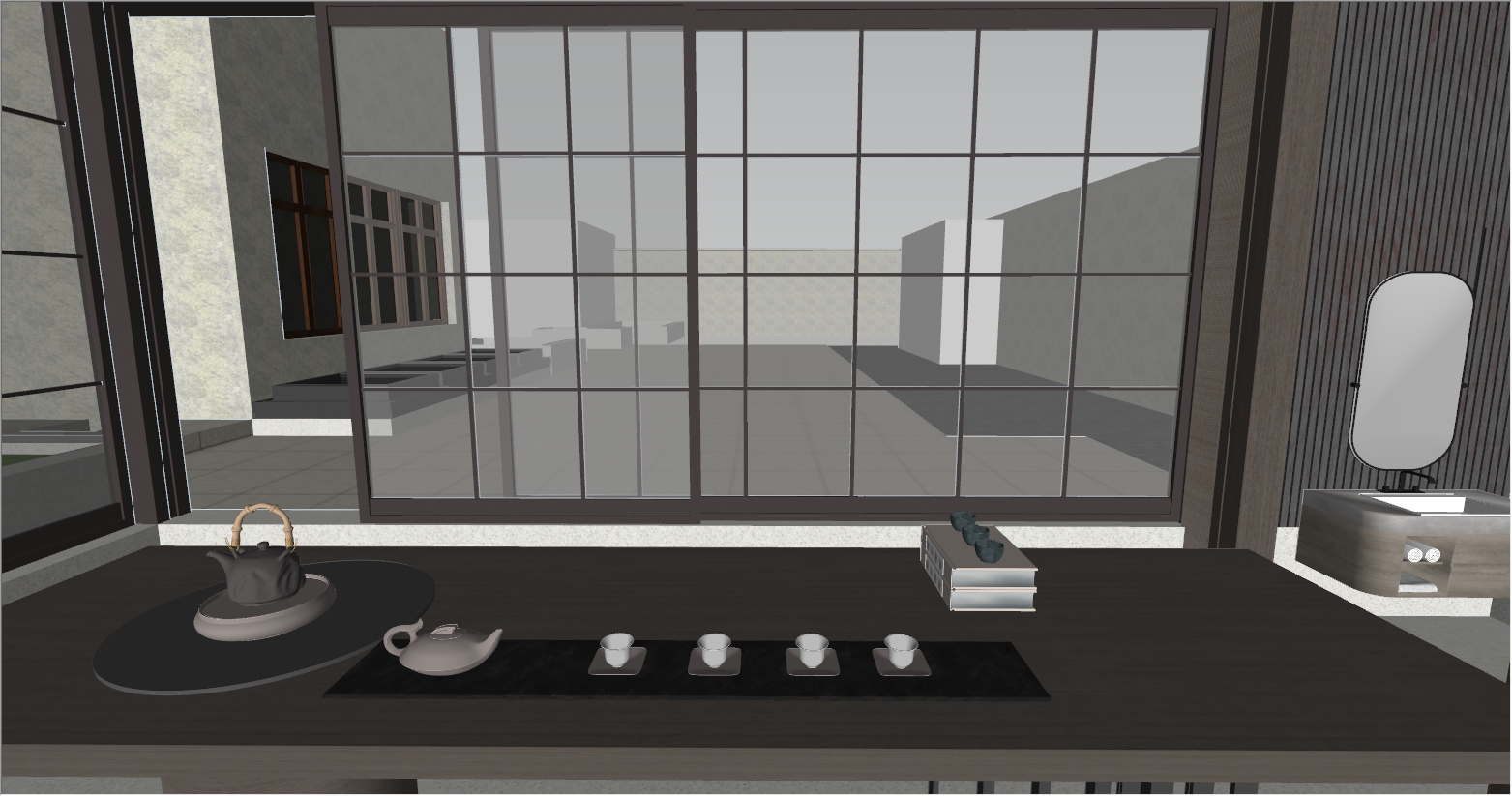 高端会所茶室设计SU效果图案例