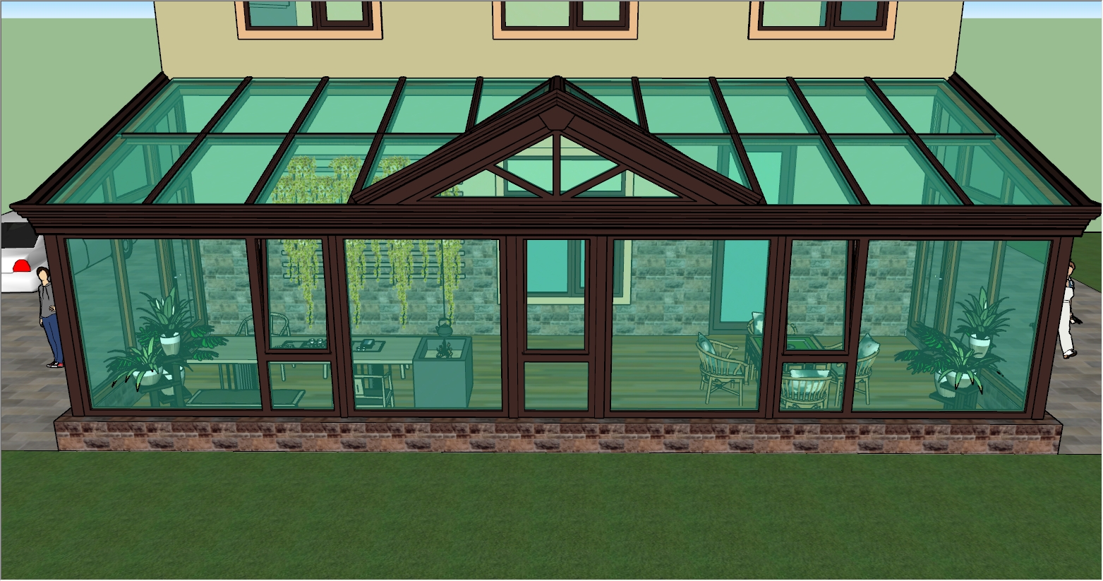 别墅后院大型阳光房SU设计效果图