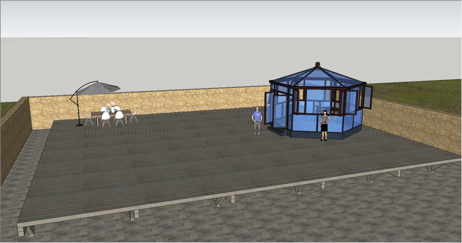 新中式风格八角形的阳光房设计效果图