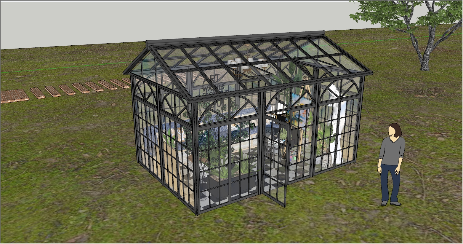 庭院画室玻璃阳光房花房设计效果图
