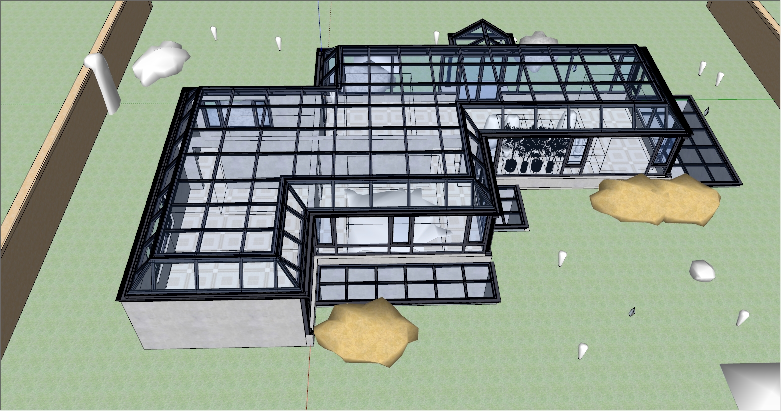 大型钻石顶庭院阳光房设计SU效果图