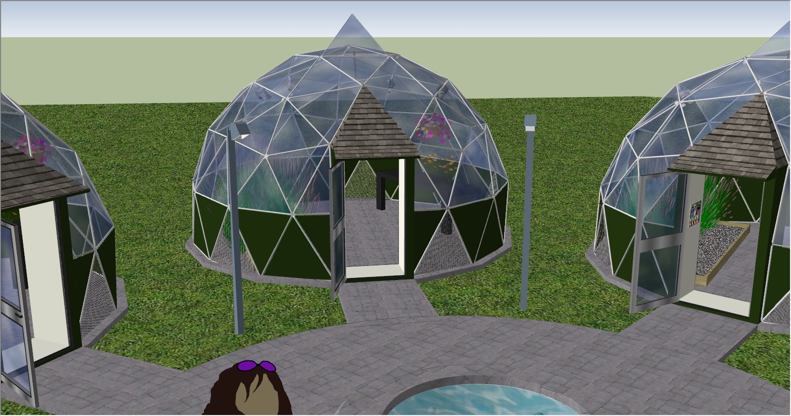 圆形玻璃房度假村民宿民房设计SU效果图