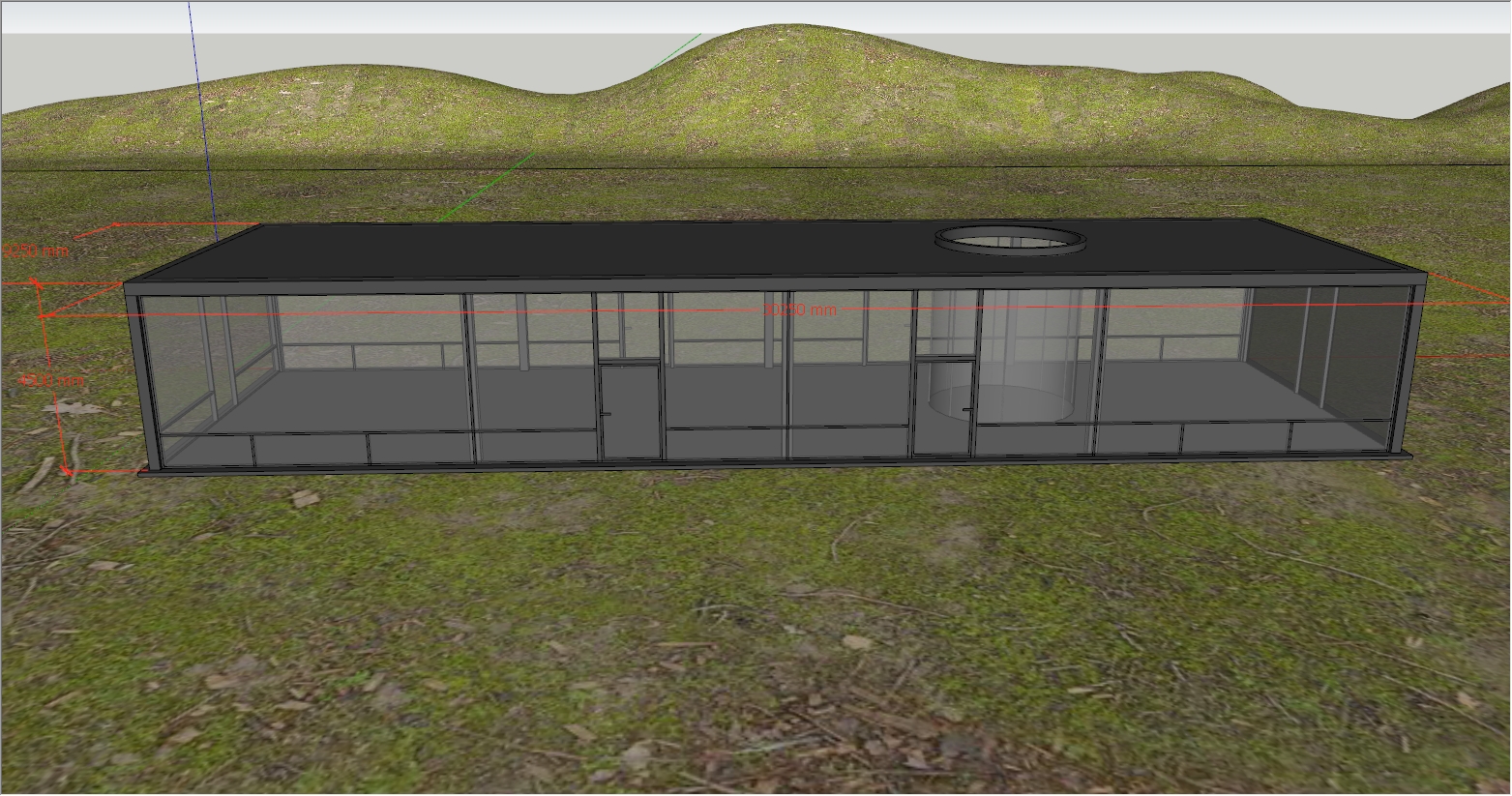 现代农业公司极简工业办公阳光房SU设计效果图