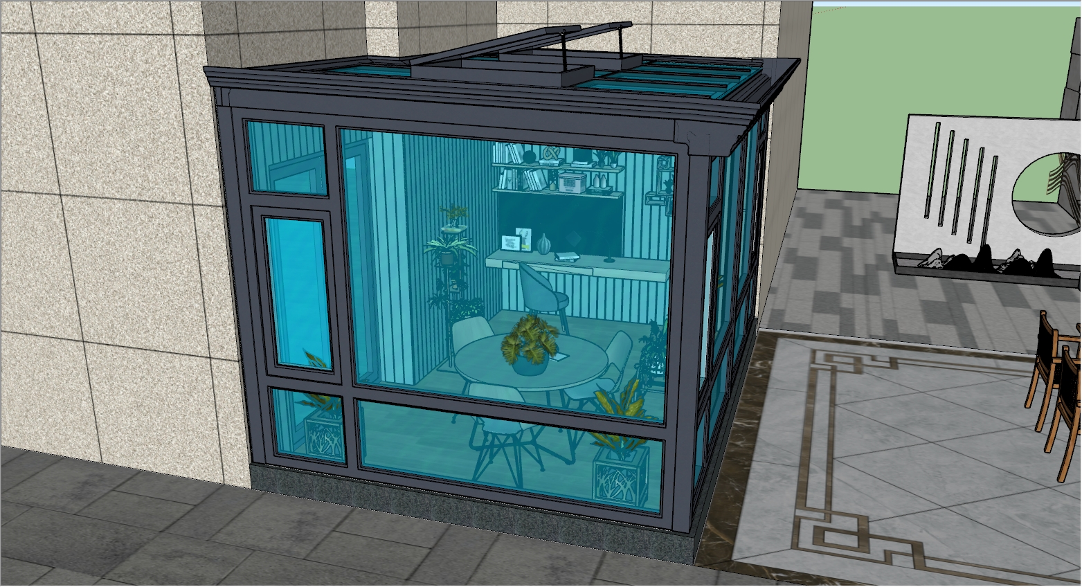 露台玻璃阳光房设计效果图