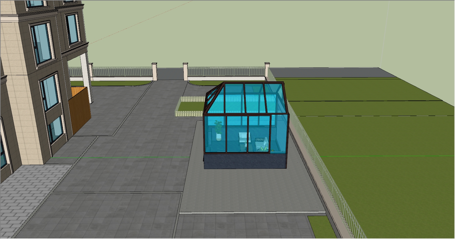 小型庭院阳光房茶室SU设计效果图