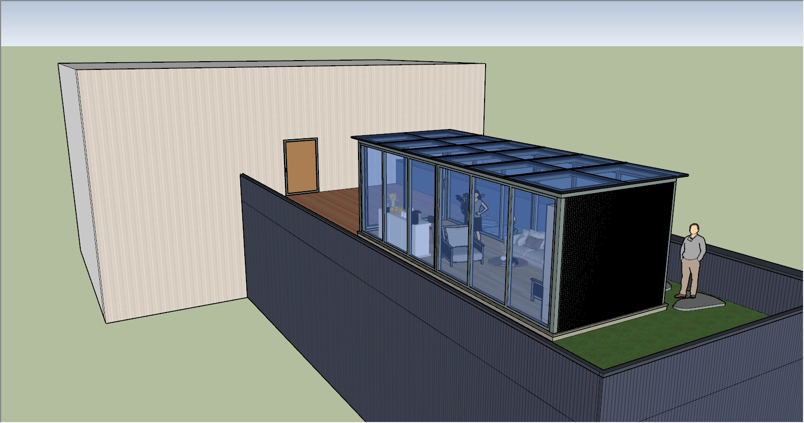 乡村自建民房二楼楼顶阳光房SU设计效果图