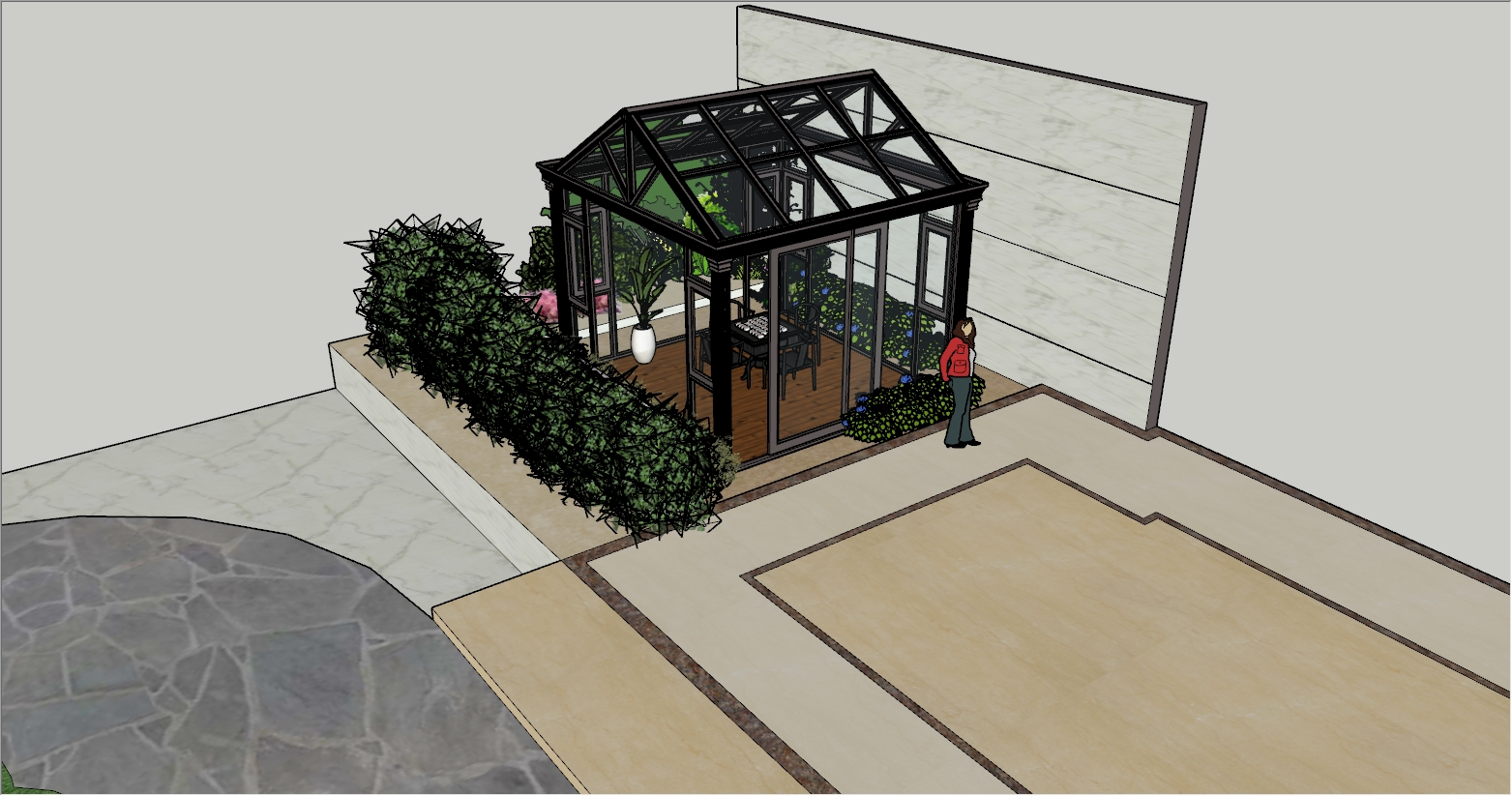 庭院里的麻将房SU设计图