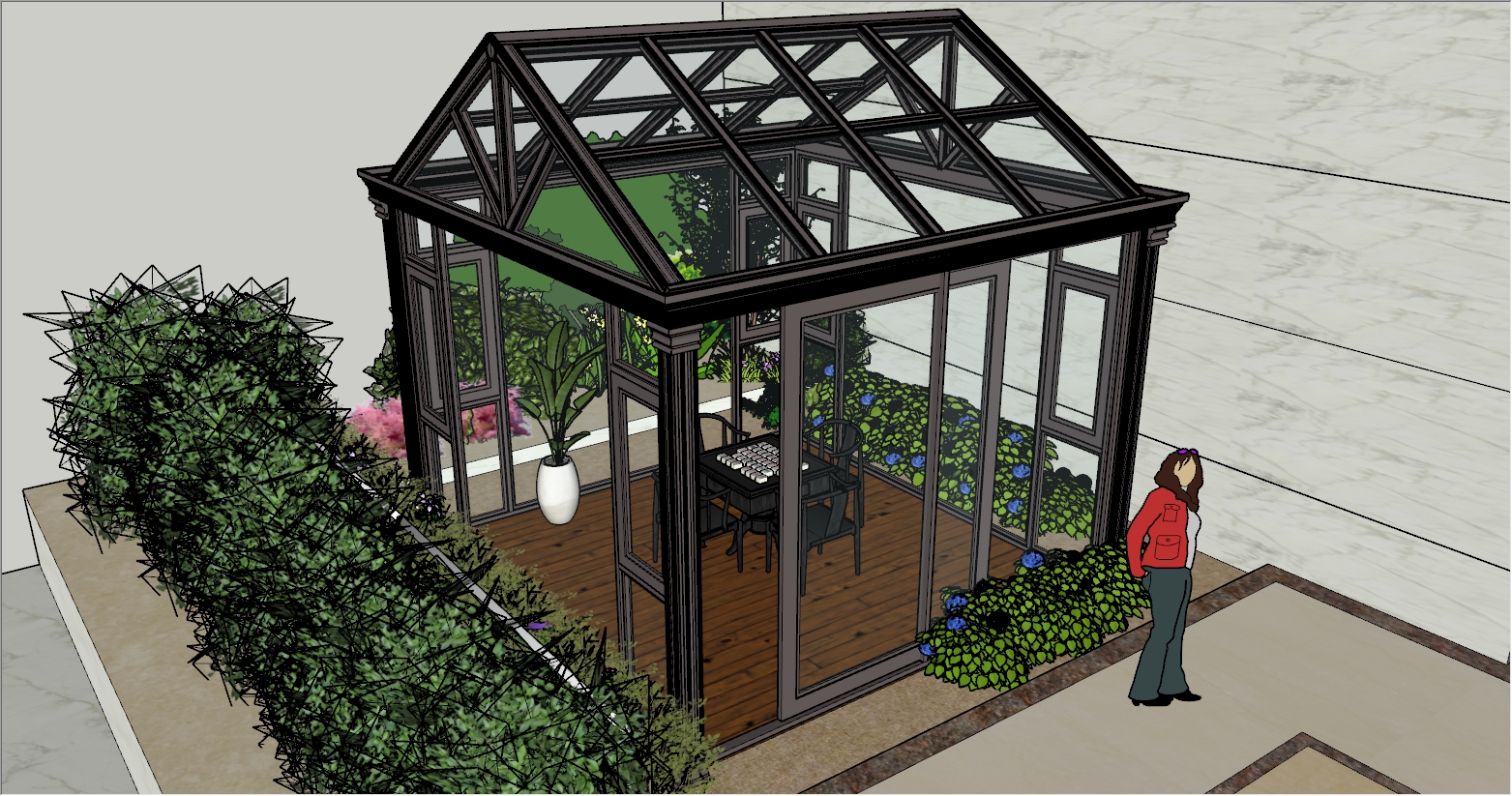 庭院里的麻将房SU设计图