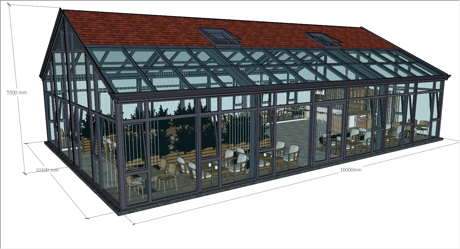 大型休闲咖啡厅阳光房SU设计图