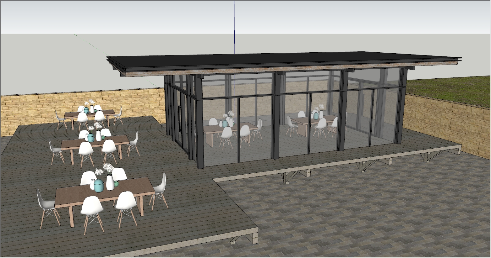 景区茶楼茶室阳光房SU设计效果图