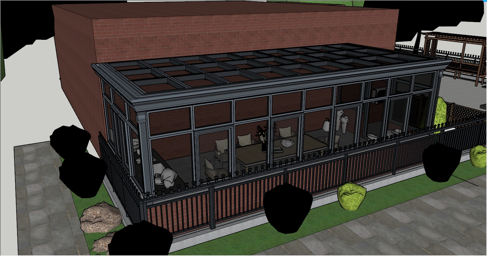 实用型现代简约阳光房设计SU效果图