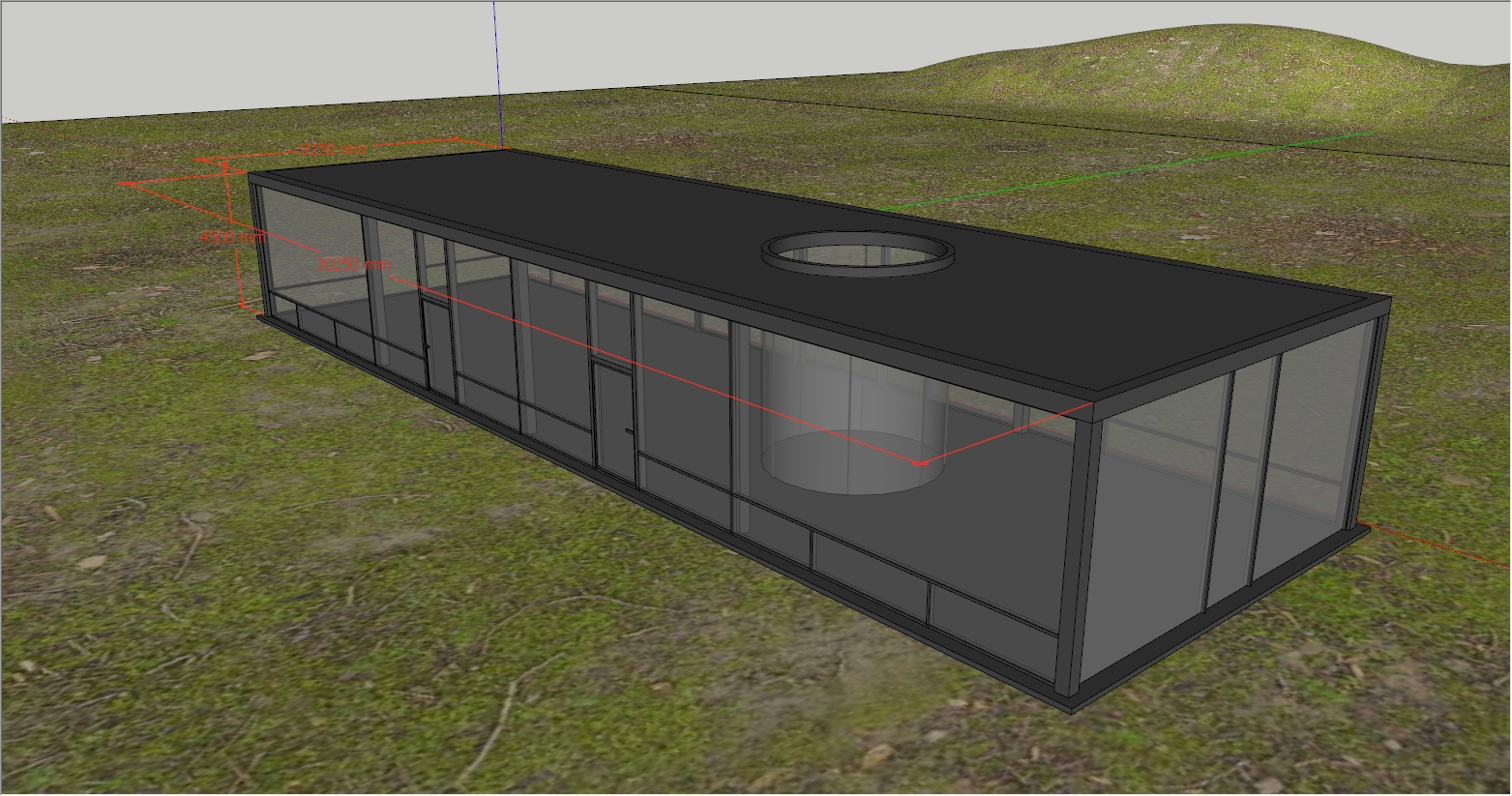 现代农业公司极简工业办公阳光房SU设计效果图