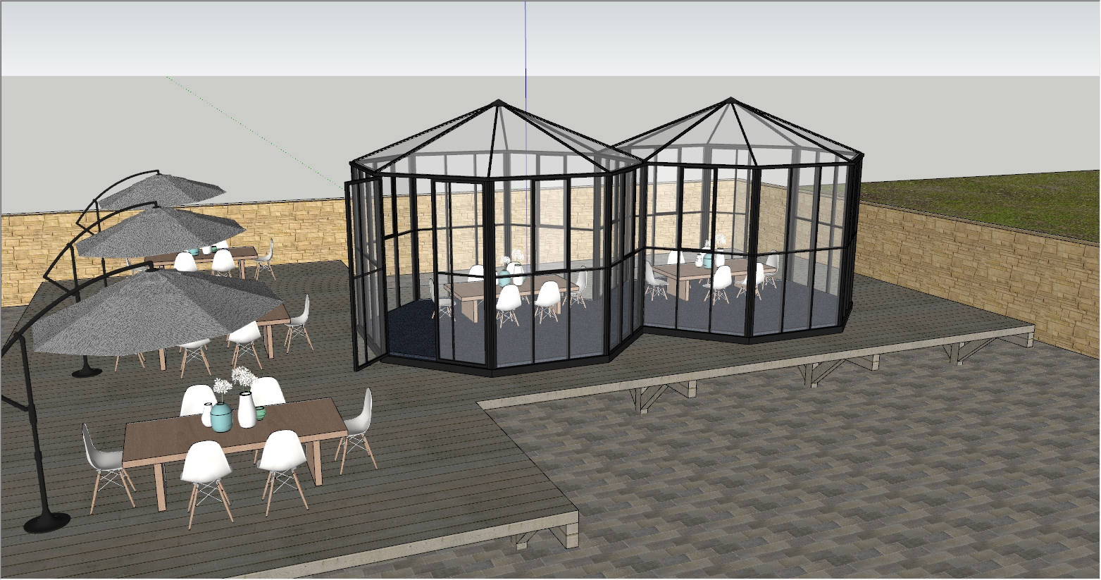 现代简约蒙古包茶室阳光房SU设计效果图