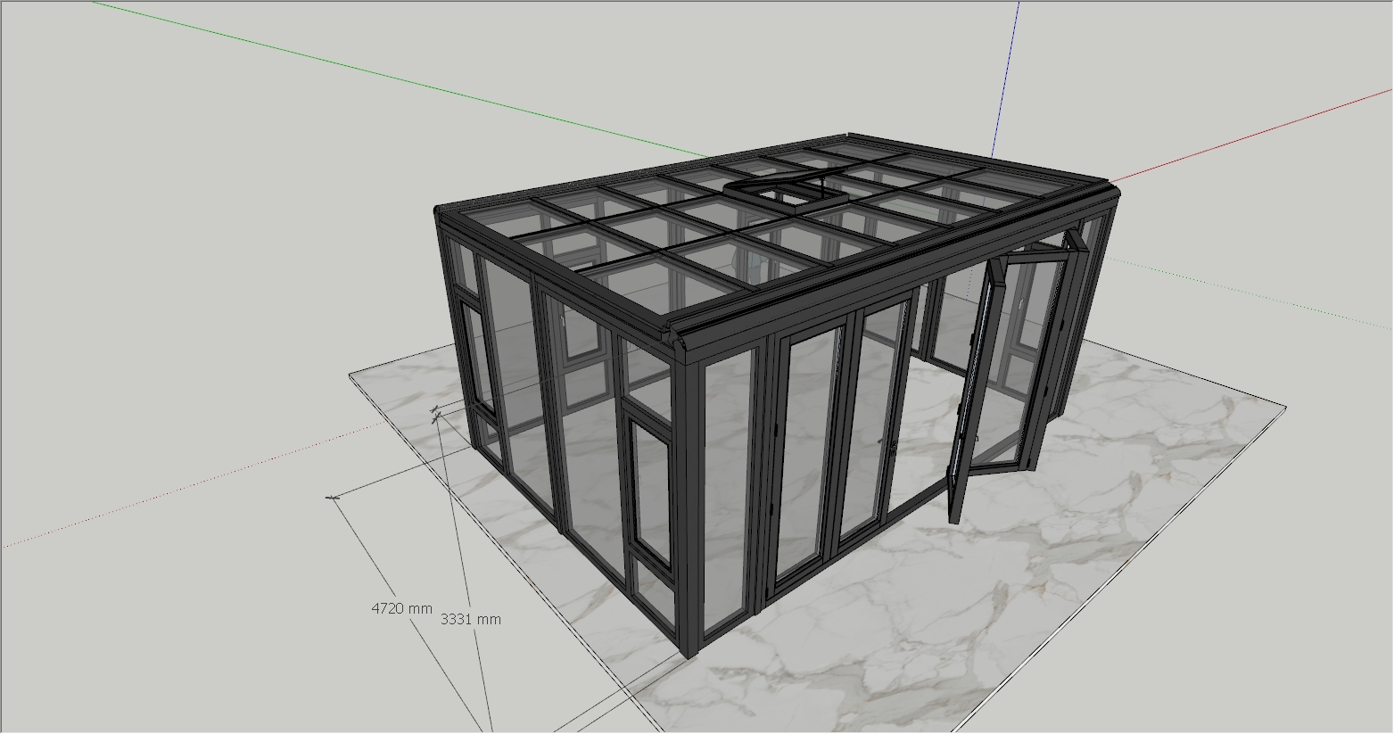 高端带电动遮阳顶帘阳光房设计