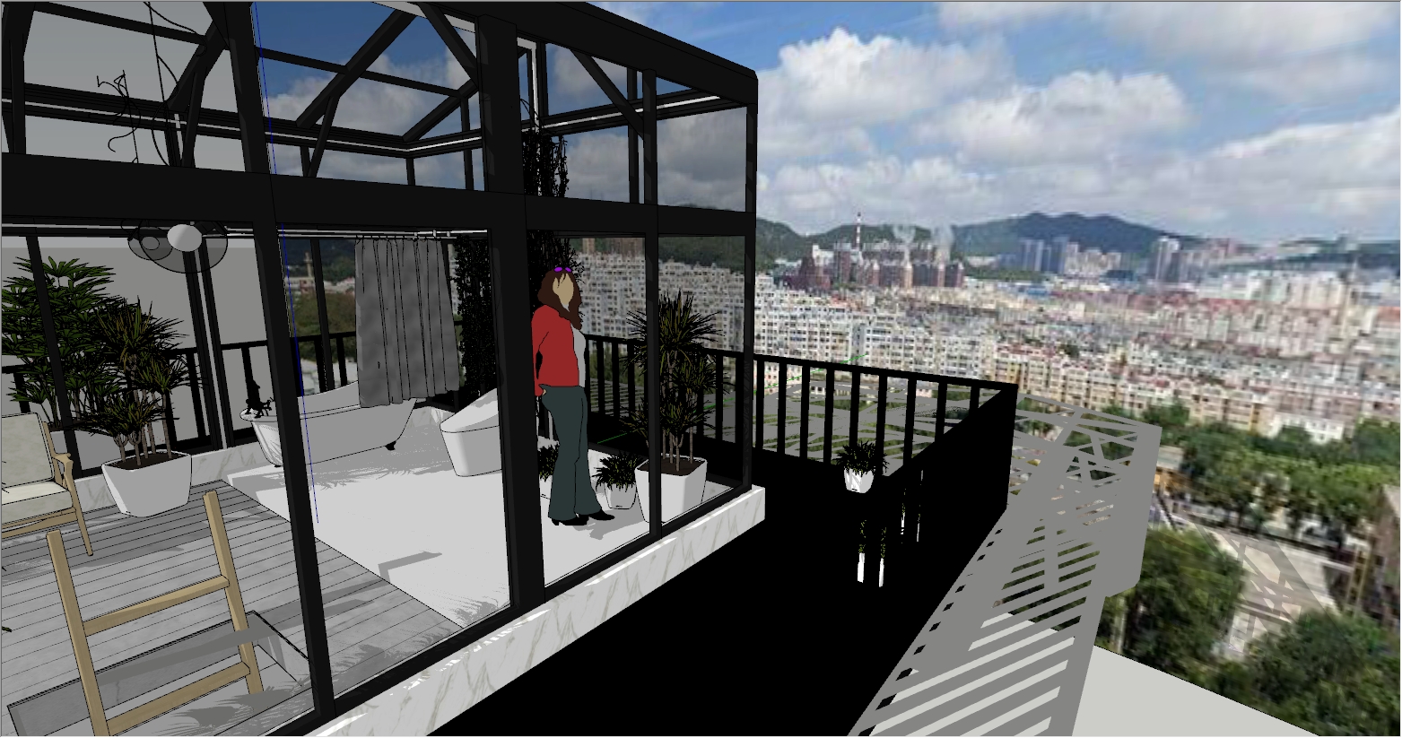 露台全景玻璃阳光房设计效果图