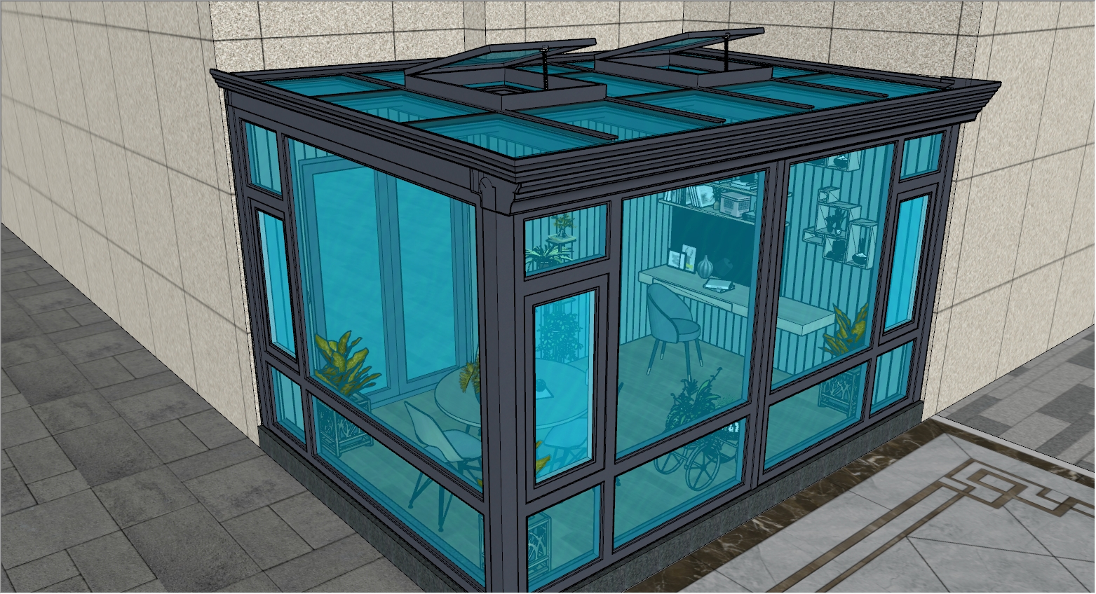 露台玻璃阳光房设计效果图