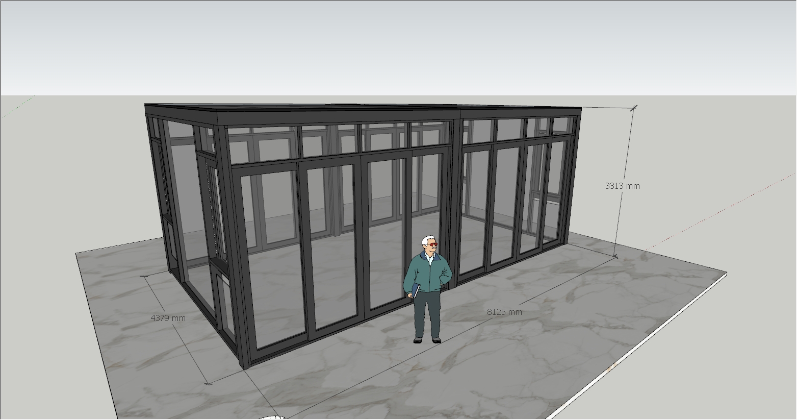 大面宽玻璃阳光房设计SU 设计效果图
