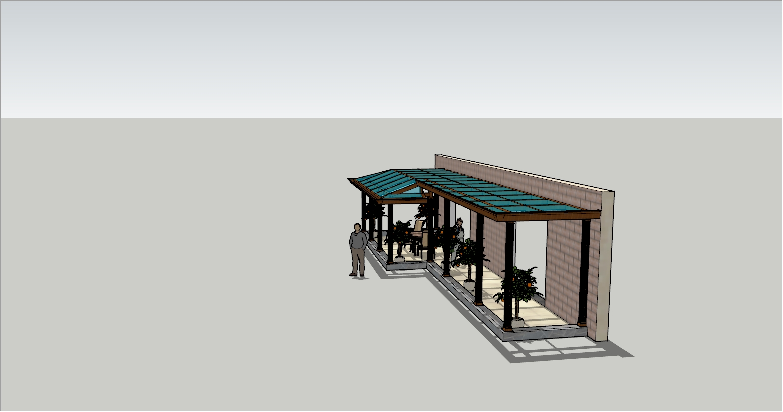自建房庭院后院半室内阳光房设计效果图