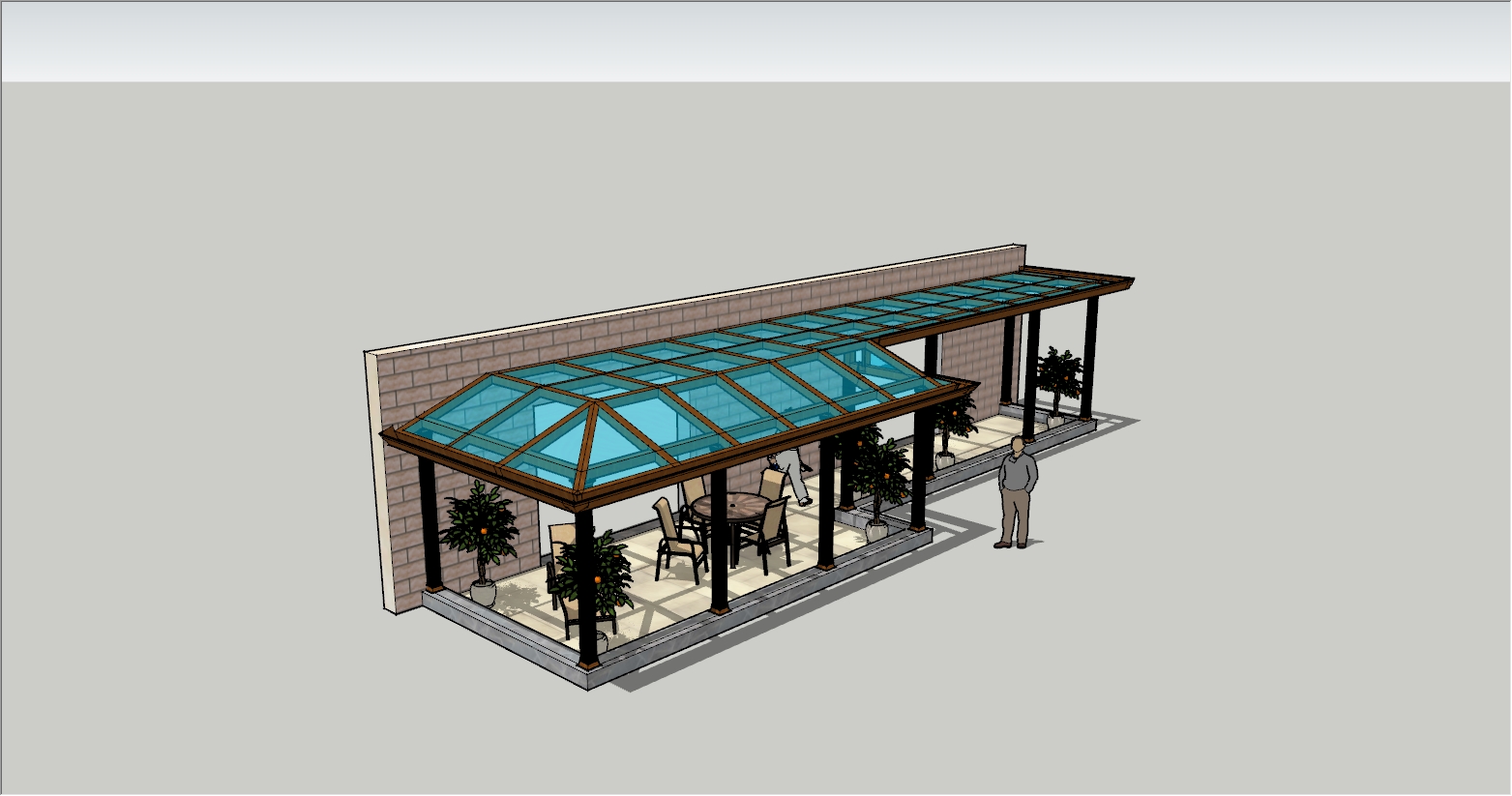 自建房庭院后院半室内阳光房设计效果图