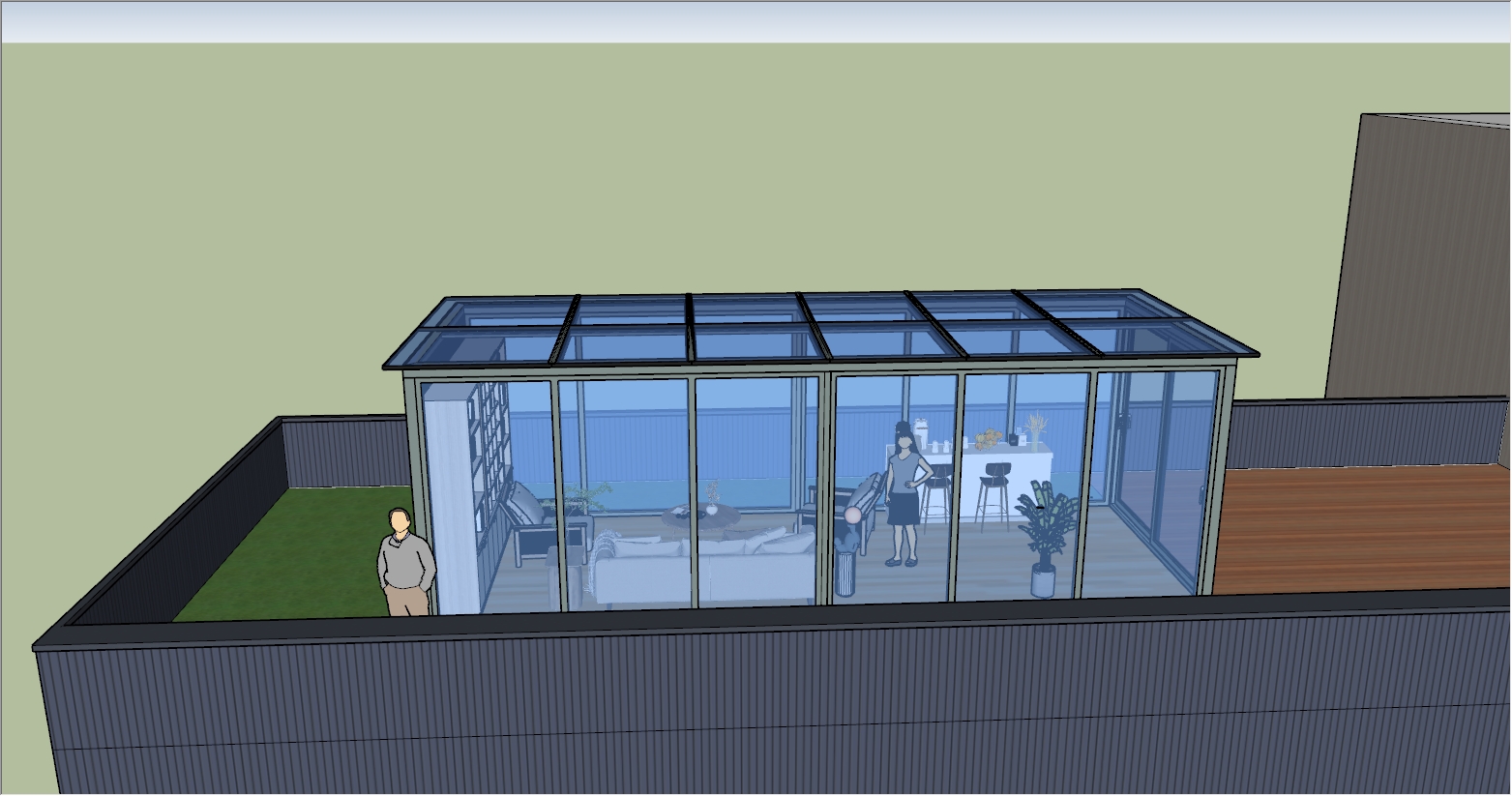 乡村自建民房二楼楼顶阳光房SU设计效果图