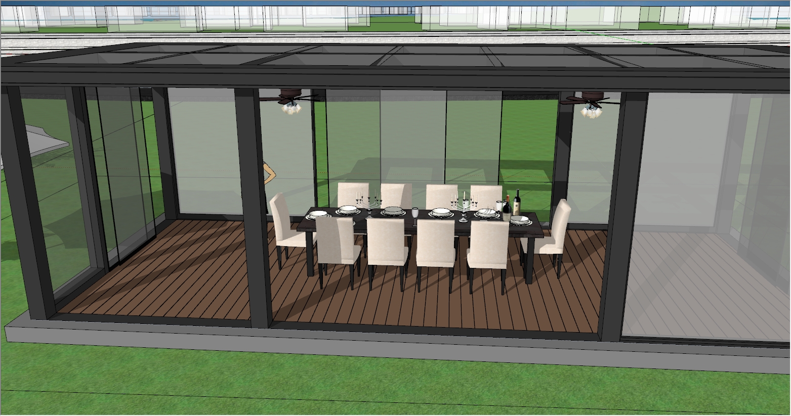 高级餐厅、会所、会客阳光房设计SU效果图