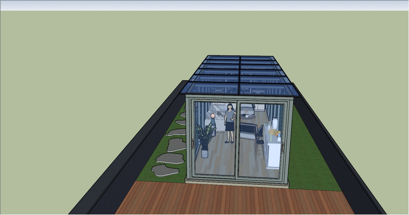 乡村自建民房二楼楼顶阳光房SU设计效果图