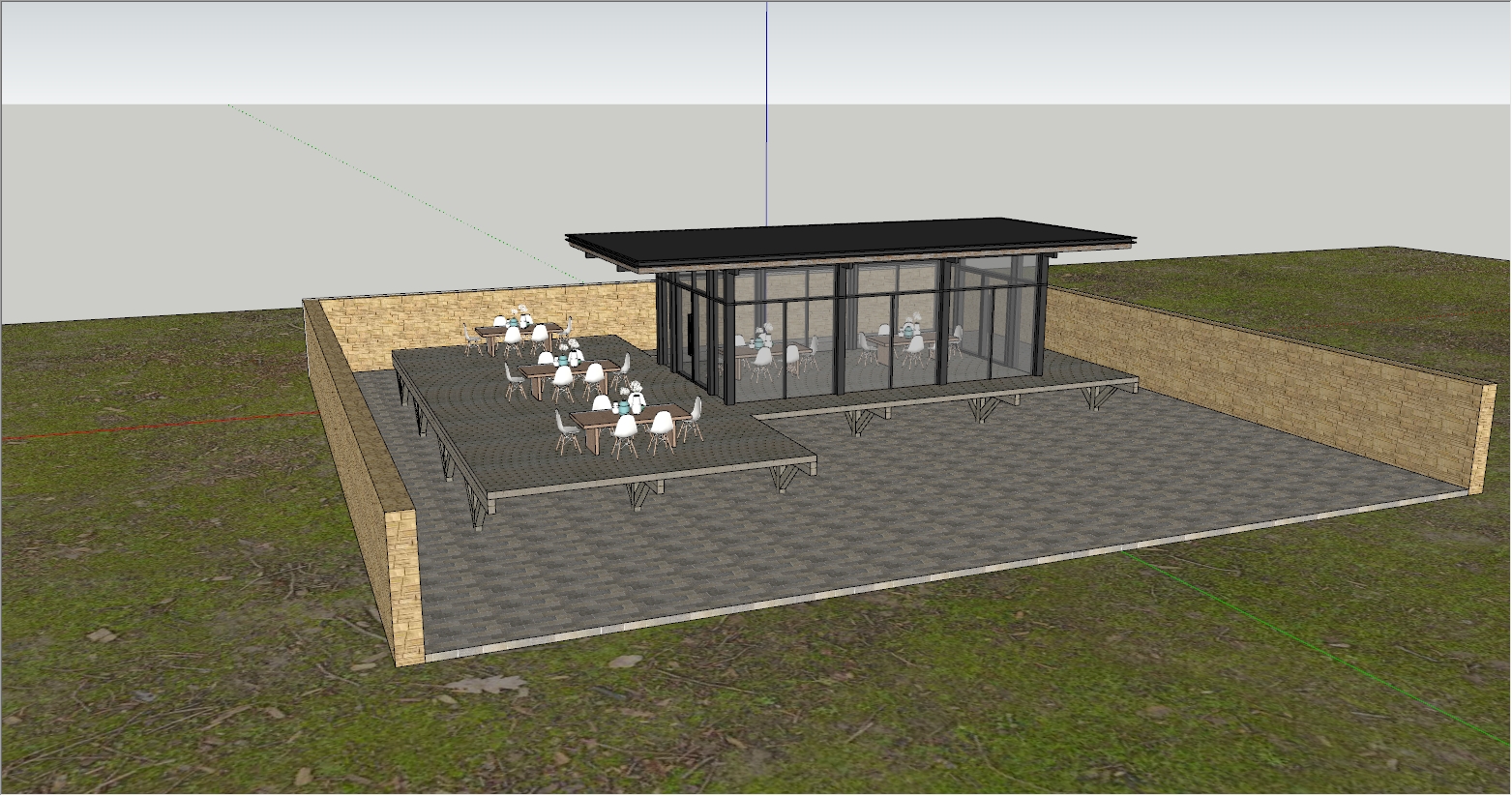 景区茶楼茶室阳光房SU设计效果图