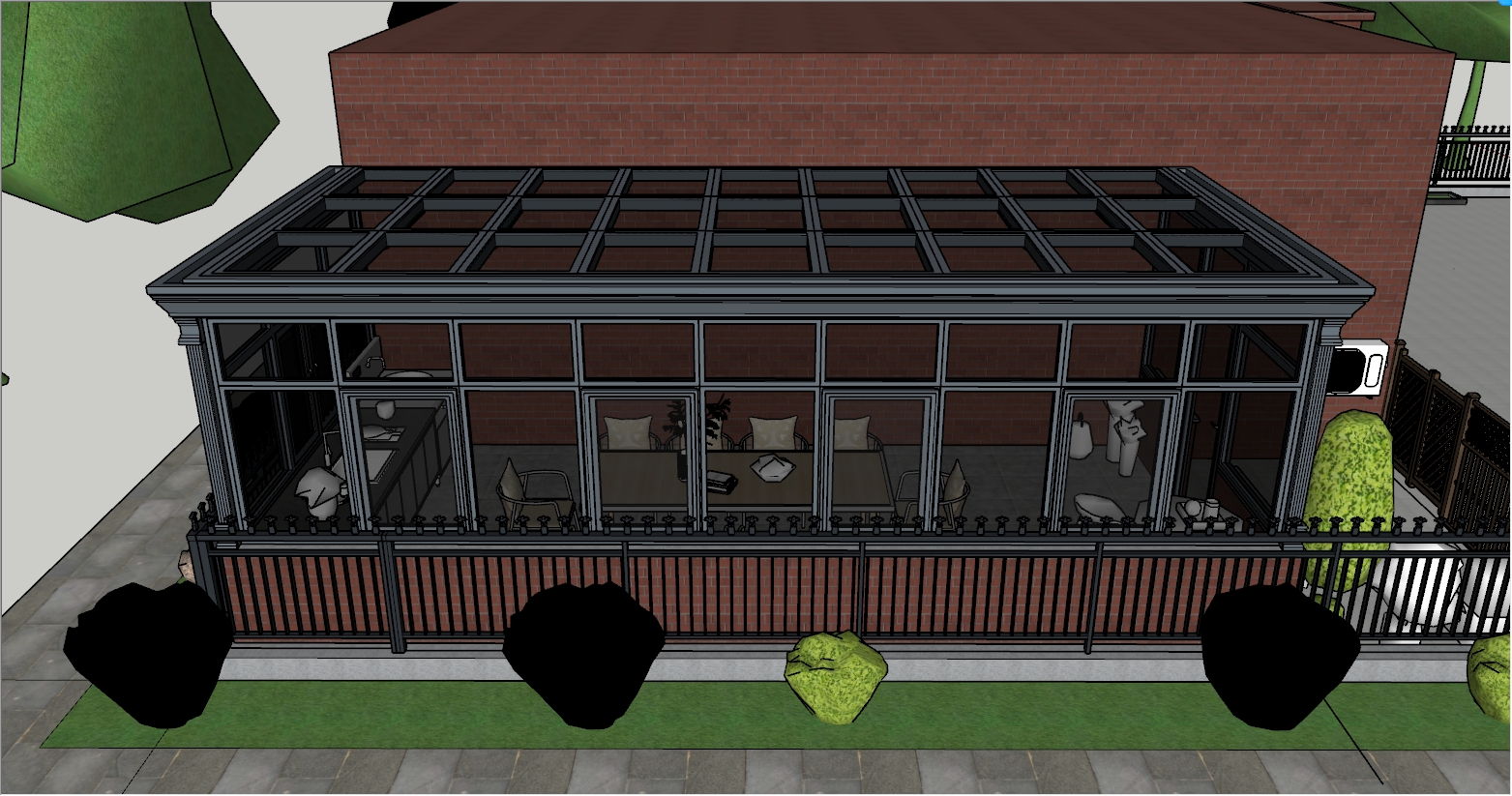 实用型现代简约阳光房设计SU效果图