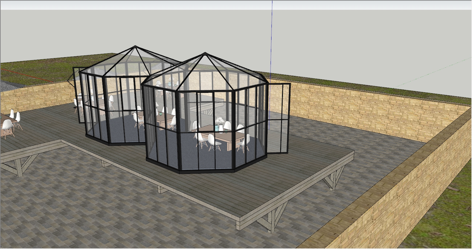 现代简约蒙古包茶室阳光房SU设计效果图
