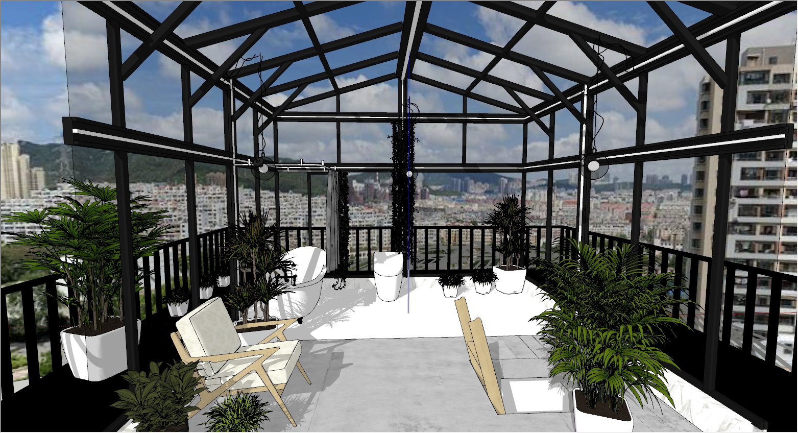 露台全景玻璃阳光房设计效果图