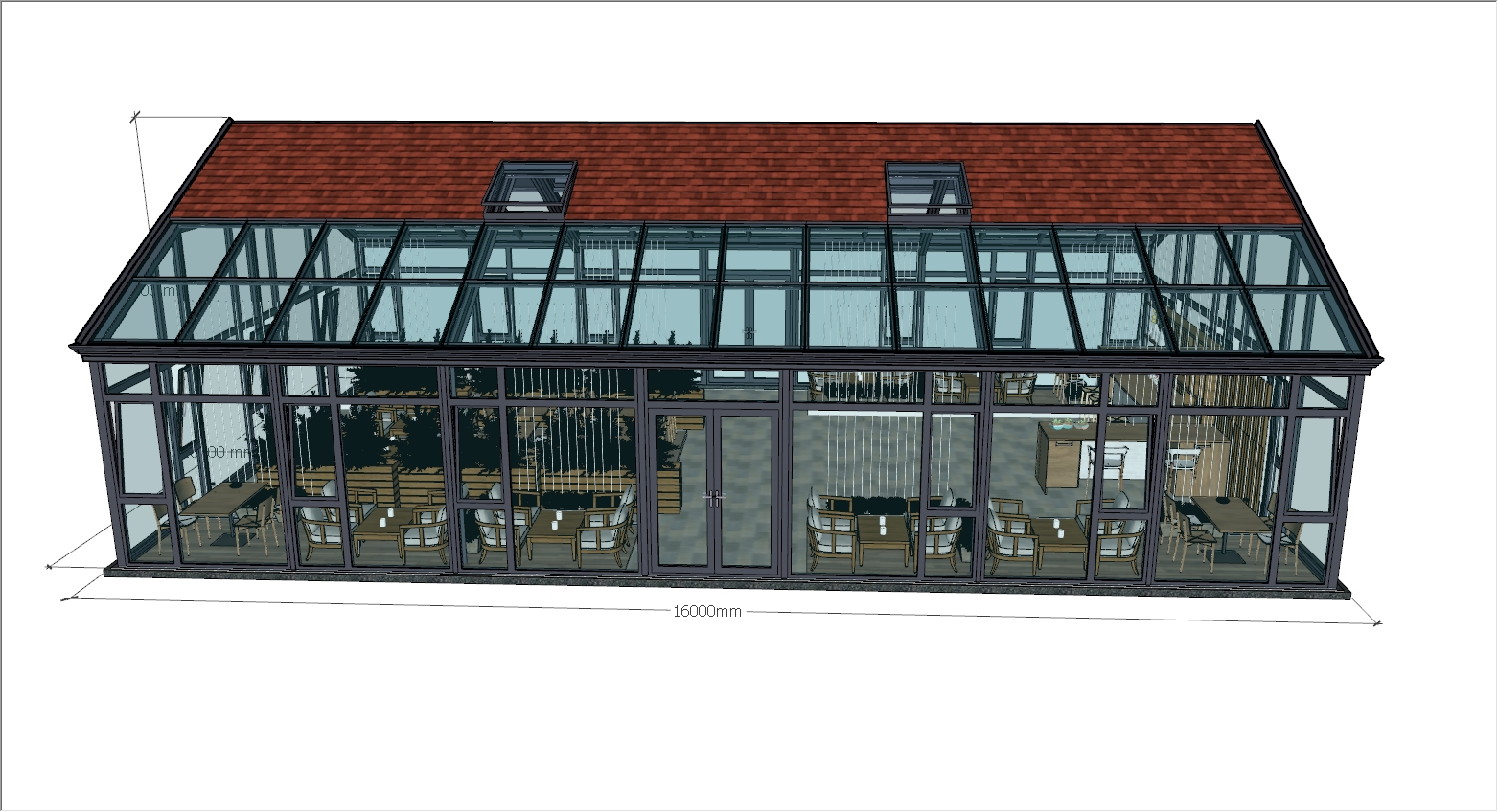 大型休闲咖啡厅阳光房SU设计图